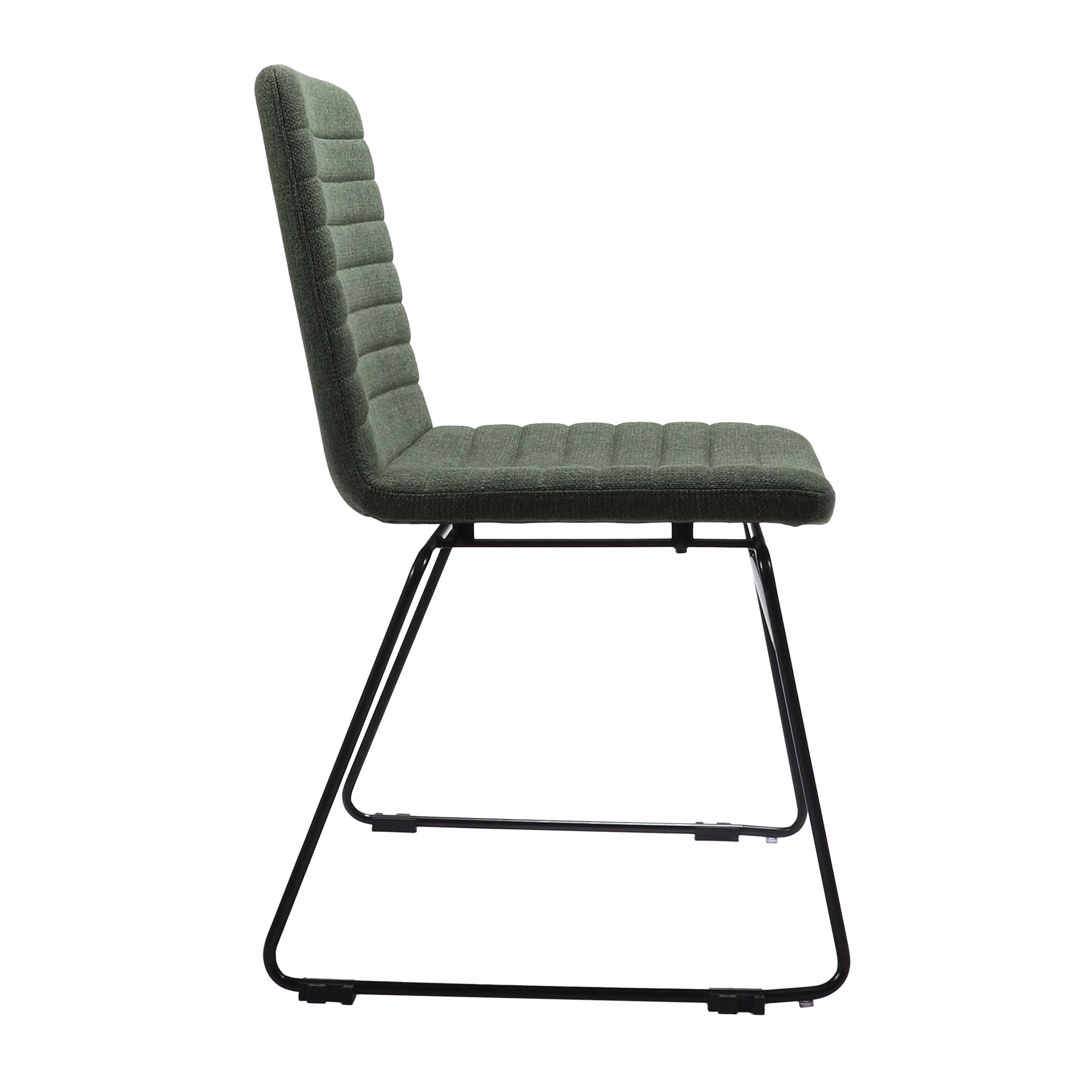 Pixel Sled Base Chair - Olive Fabric with Black Frame